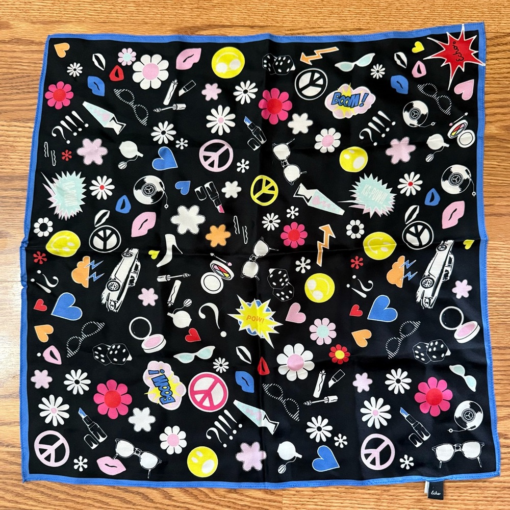 Echo Retro Print 100% Silk Bandana Scarf